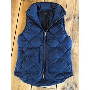 J.Crew Women's Navy Blue Quilted Zip Up Puffer Down Vest. Size XXS